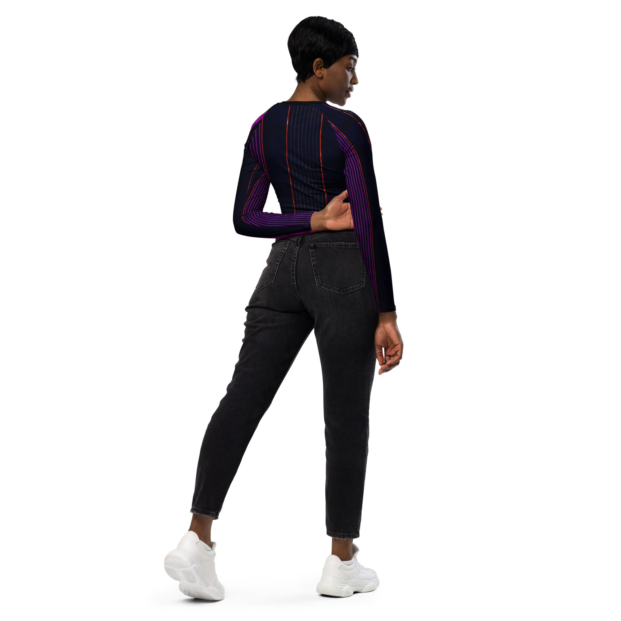 Women's Long-sleeved Gym Cropped Top. Yoga Crop Top or Dance top. Cool Streetwear Fashion Top. Peppermint by WickedYo